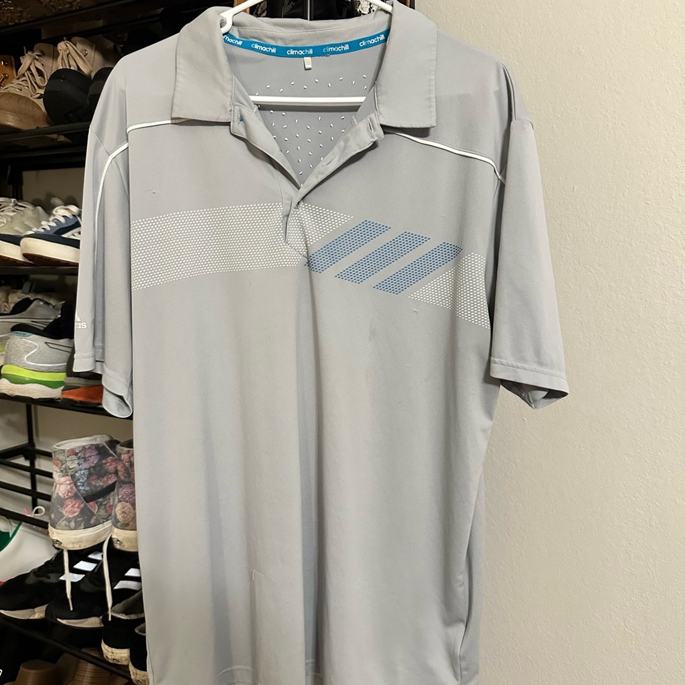 Adidas Gray Polo Shirt Smooth Athletic Wear